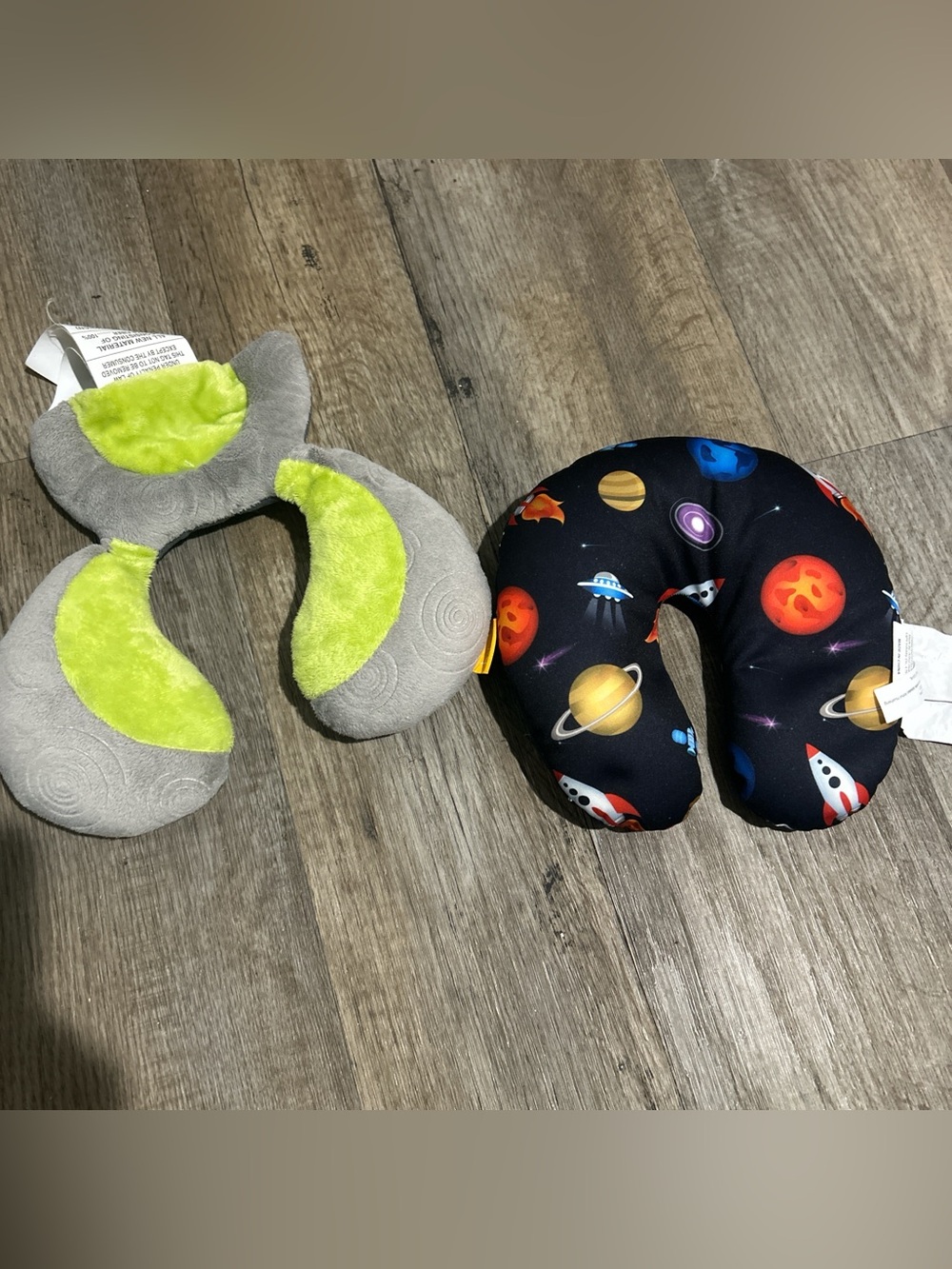 Munchkin Space Print Kids Neck Pillow in Black with Neon Green Accents